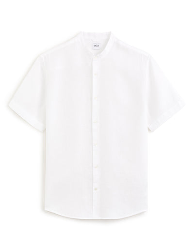 Celio* Regular Fit Mao Collar-100% Linen Shirt-White