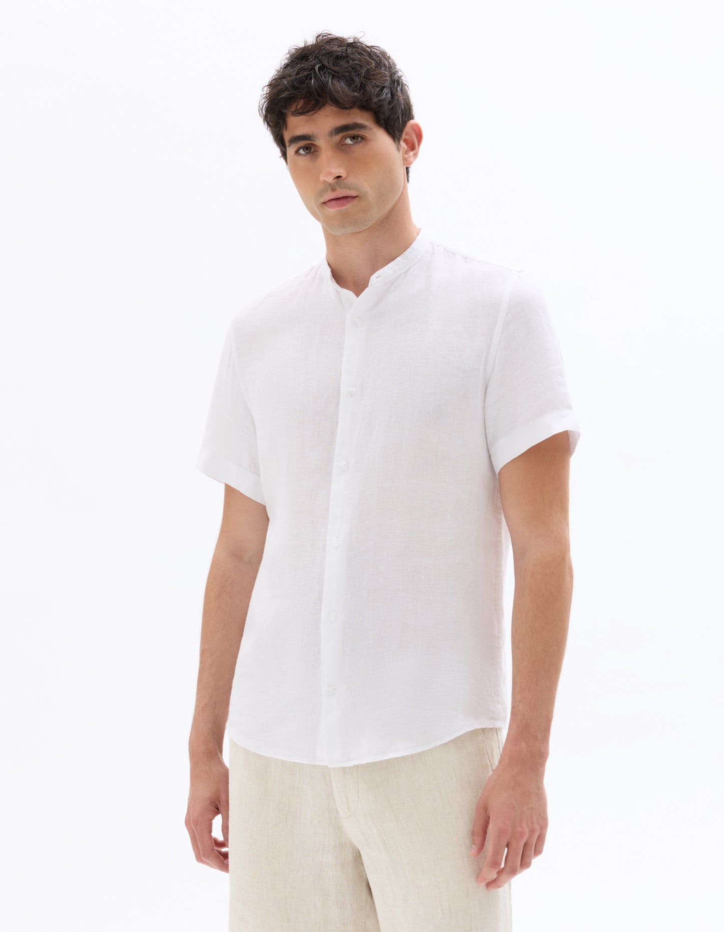 Celio* Solid Regular Fit Linen White Shirt