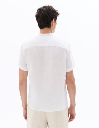 Celio* Solid Regular Fit Linen White Shirt