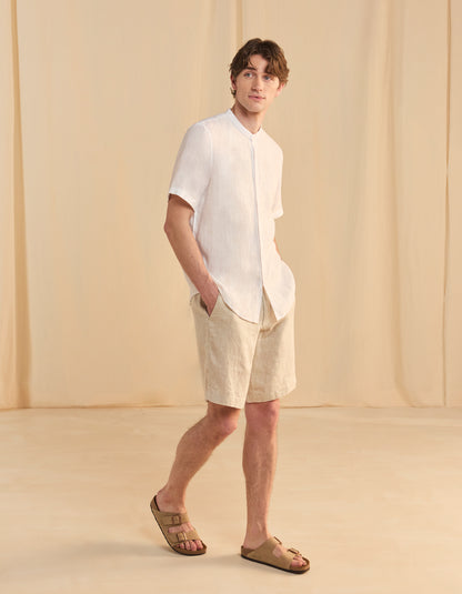 Celio* Solid Regular Fit Linen White Shirt