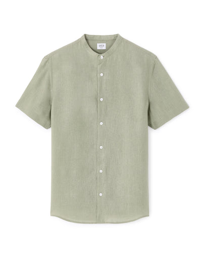Celio Melange Regular Fit Linen Green Shirt