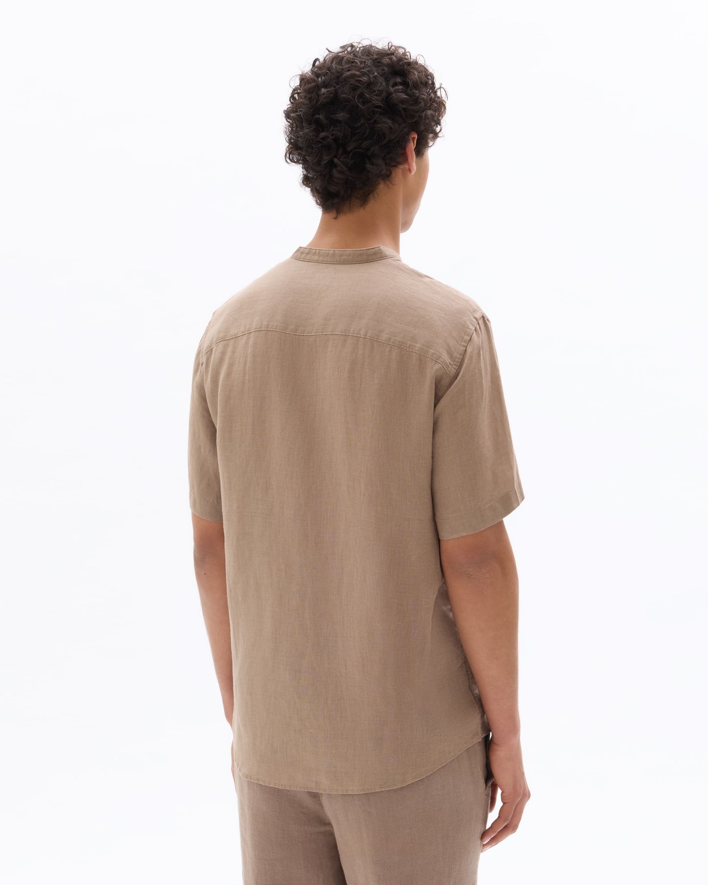 Celio Solid Regular Fit Linen Brown Shirts