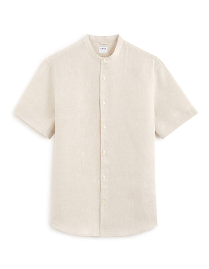 Celio* Linen Beige Men Solid Regular Fit Shirt