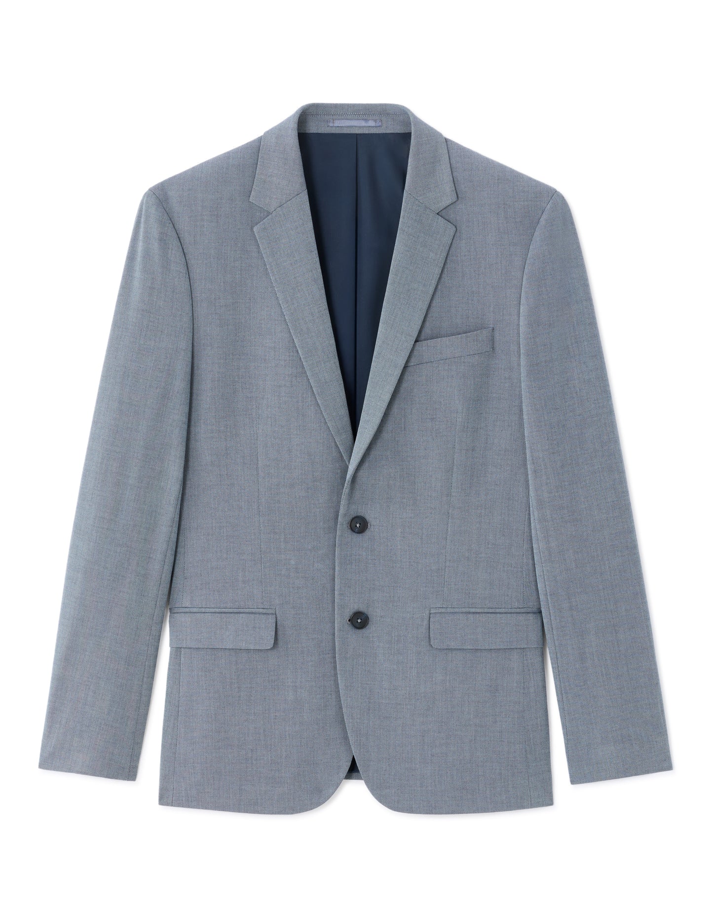 Celio* Men Blue Solid Regular Fit Poly-Blend Blazer