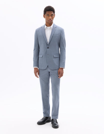 Celio* Men Blue Solid Regular Fit Poly-Blend Blazer