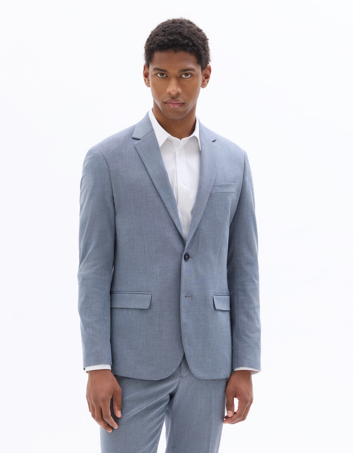 Celio* Men Blue Solid Regular Fit Poly-Blend Blazer