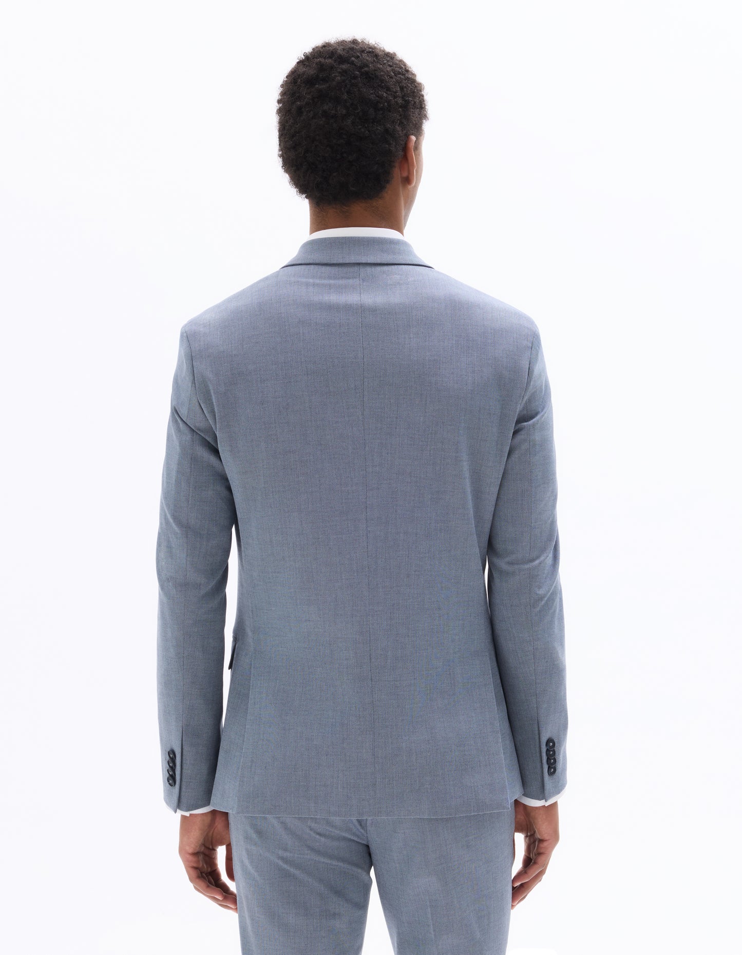 Celio* Men Blue Solid Regular Fit Poly-Blend Blazer