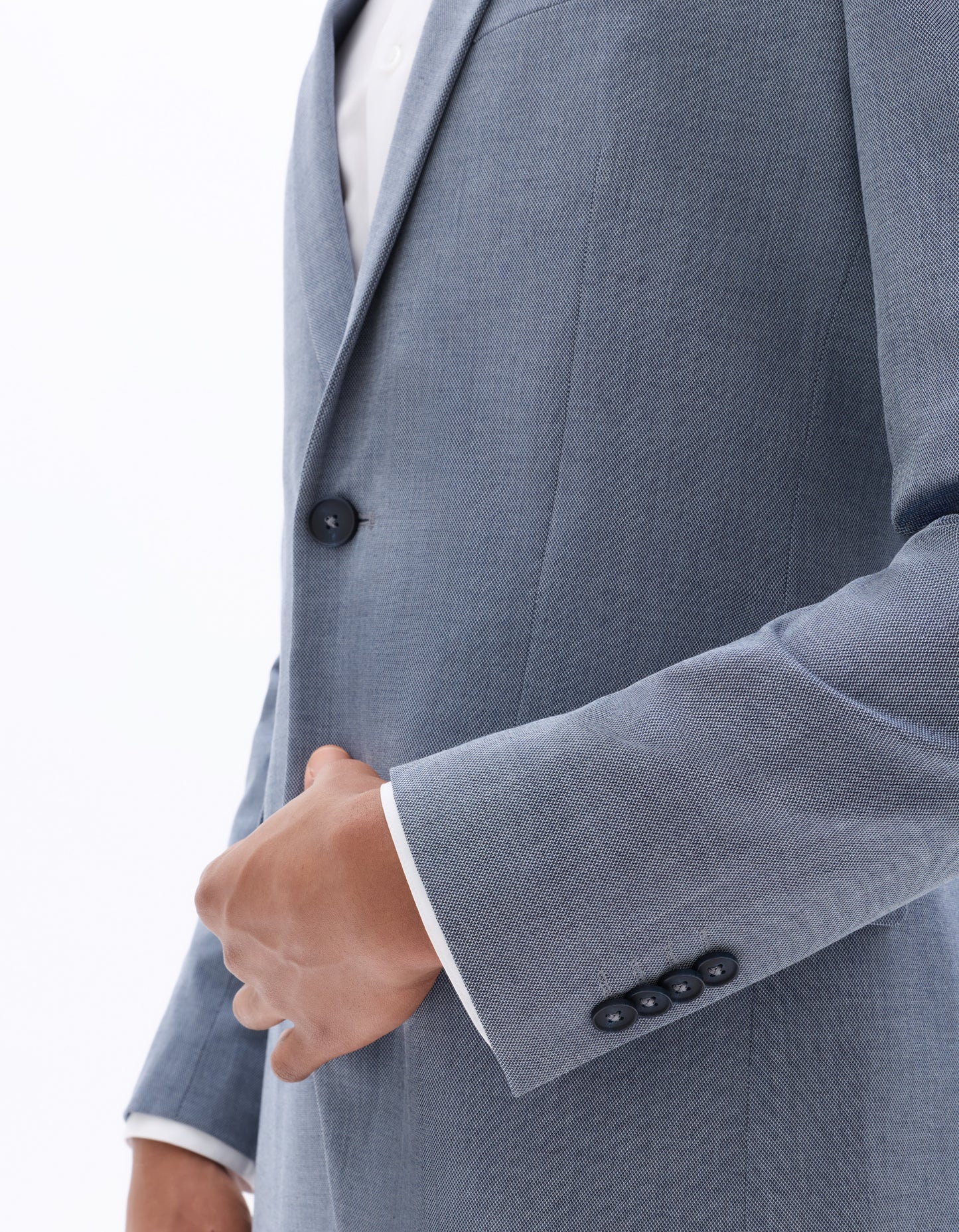 Celio* Men Blue Solid Regular Fit Poly-Blend Blazer