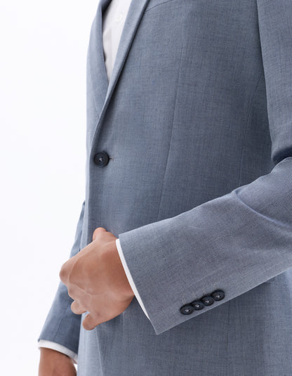 Celio* Men Blue Solid Regular Fit Poly-Blend Blazer