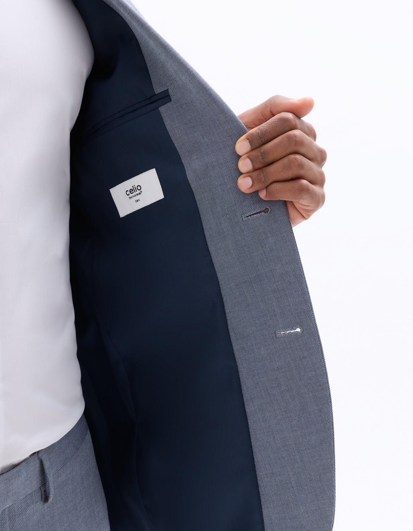 Celio* Men Blue Solid Regular Fit Poly-Blend Blazer