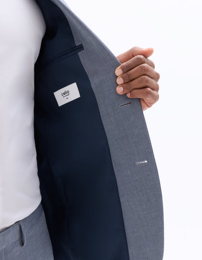 Celio* Men Blue Solid Regular Fit Poly-Blend Blazer