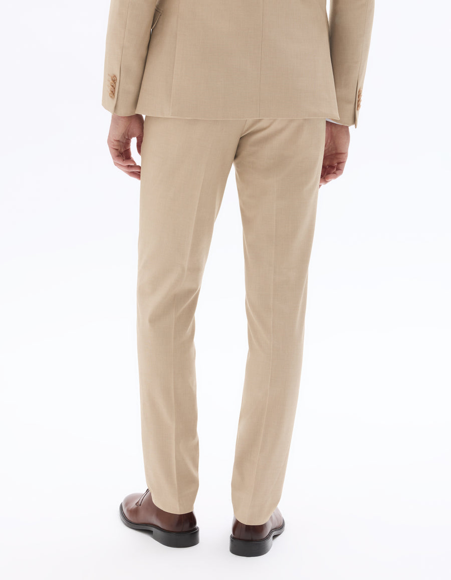 Slim Fit Poly Viscose Formal Trousers - Beige
