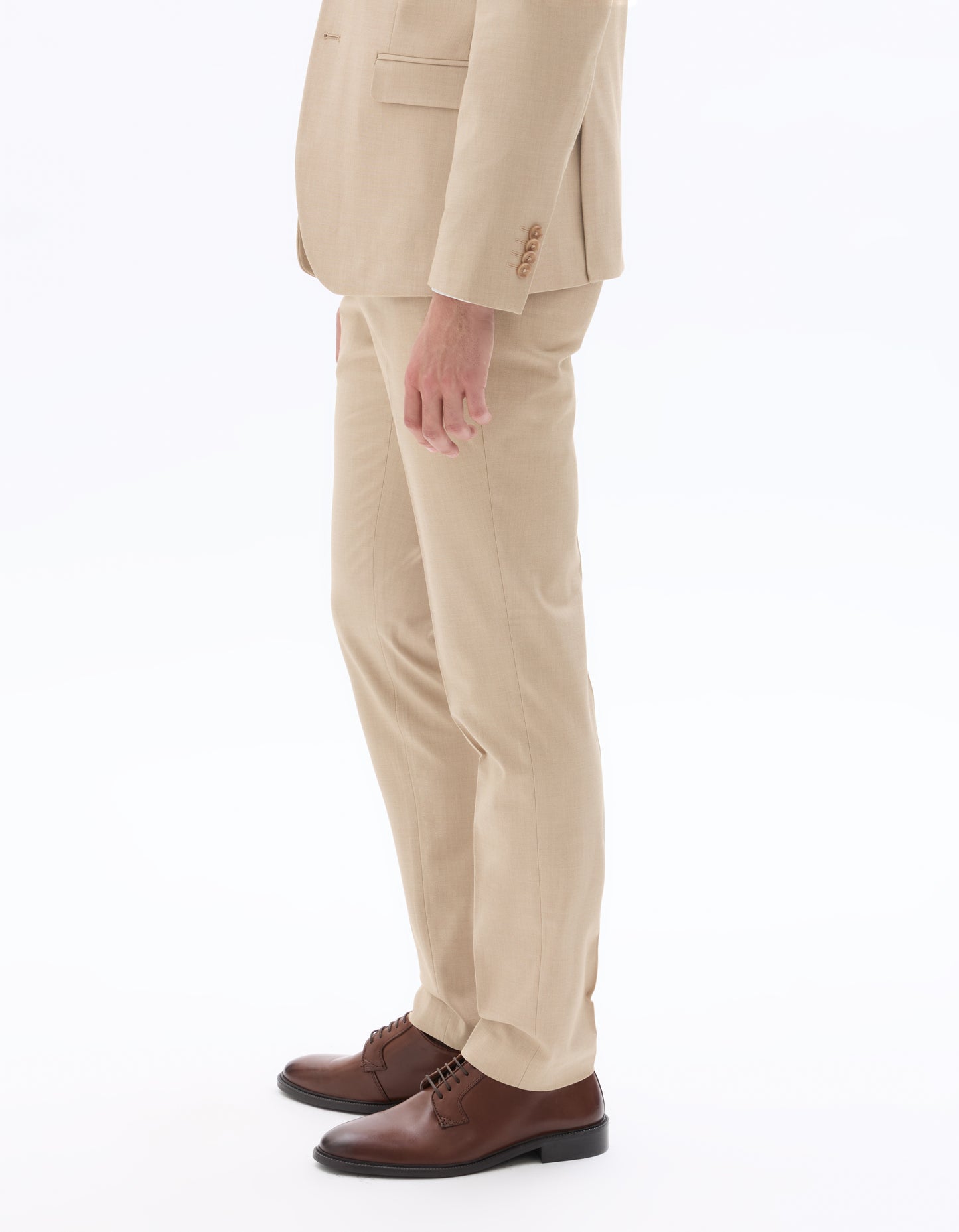 Slim Fit Poly Viscose Formal Trousers - Beige
