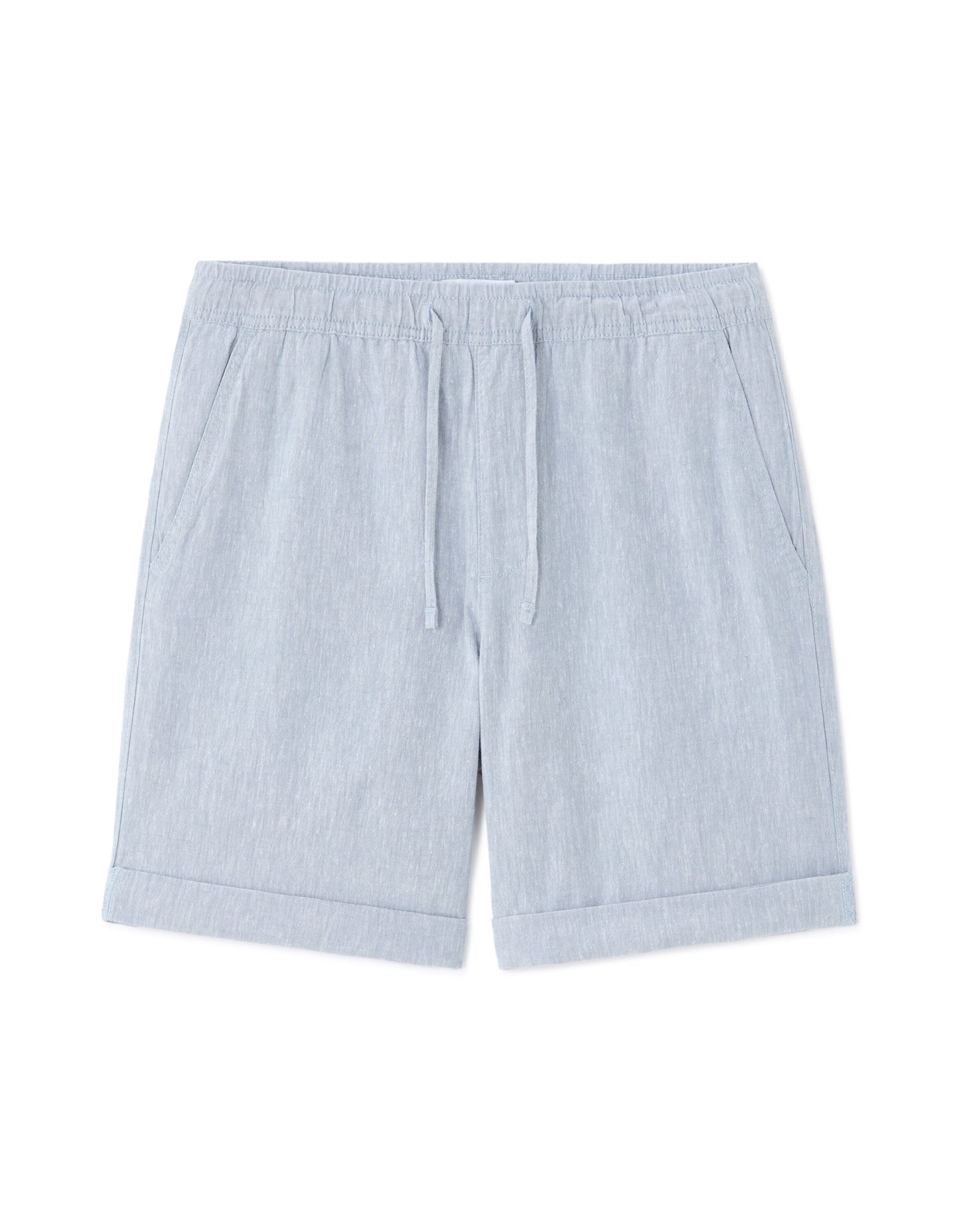 Celio* Solid Regular Fit Cotton-Linen-Blend Short-Blue