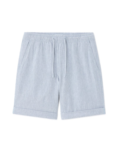 Celio* Solid Regular Fit Cotton-Linen-Blend Short-Blue