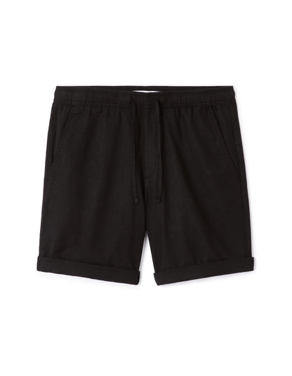 Celio Mens Black Solid Bermuda Fit Linen Shorts