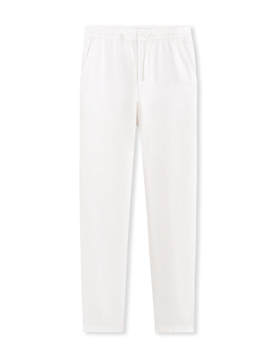 Celio* Straight pants 100% linen-white