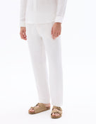 Celio* Straight pants 100% linen-white
