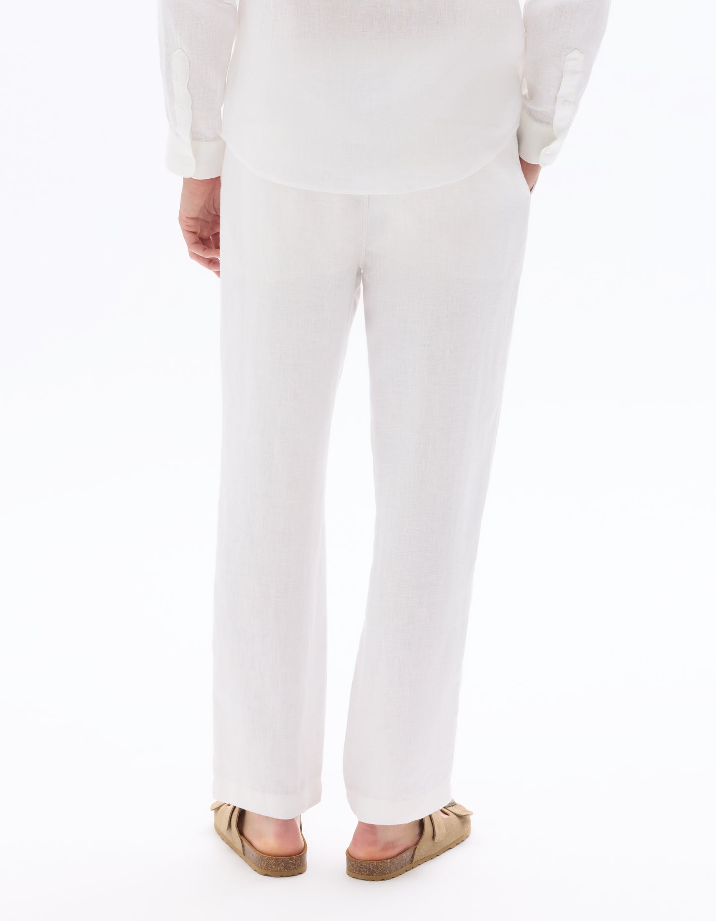 Celio* White Straight Fit Solid Linen Men Trousers