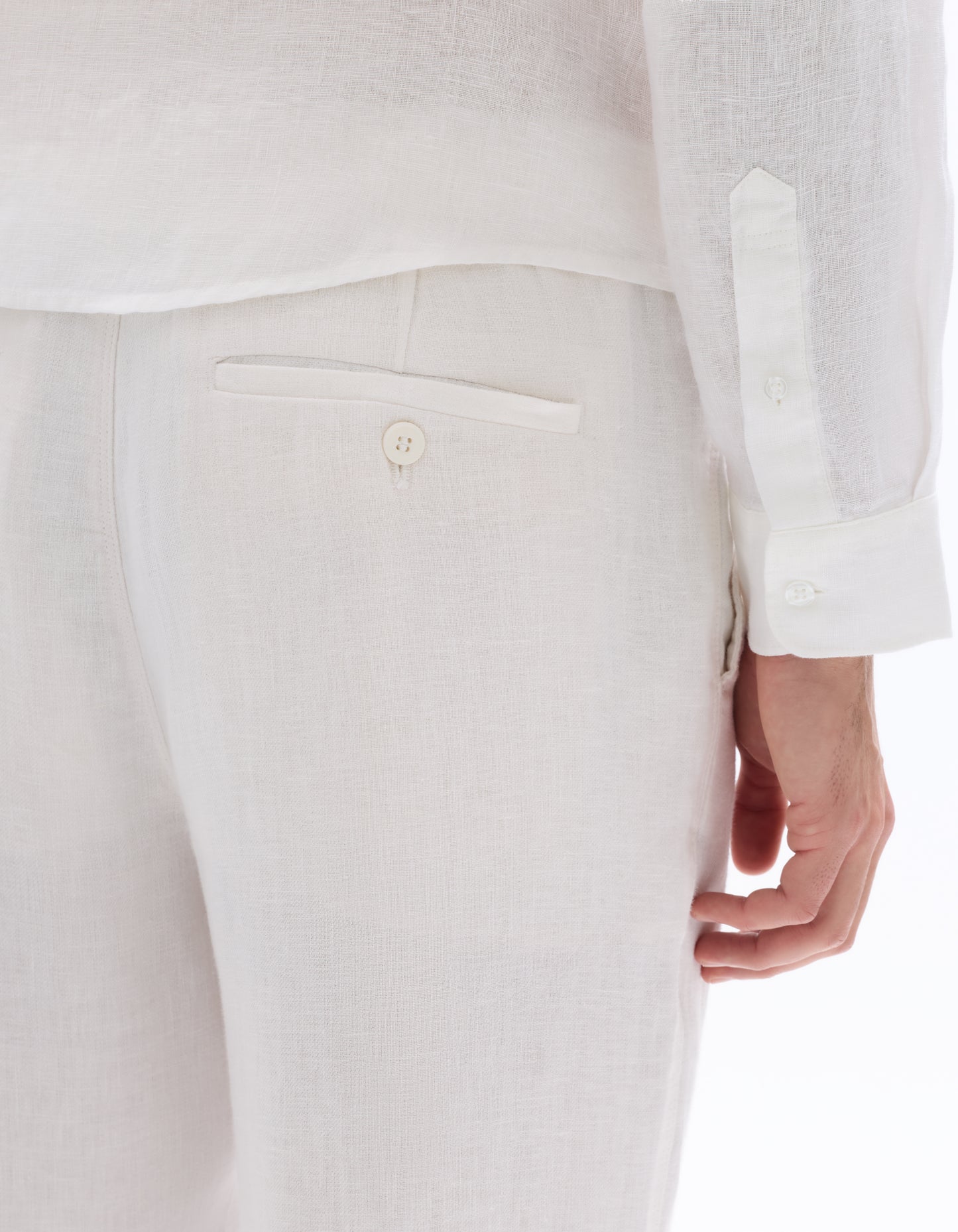 Celio* White Straight Fit Solid Linen Men Trousers