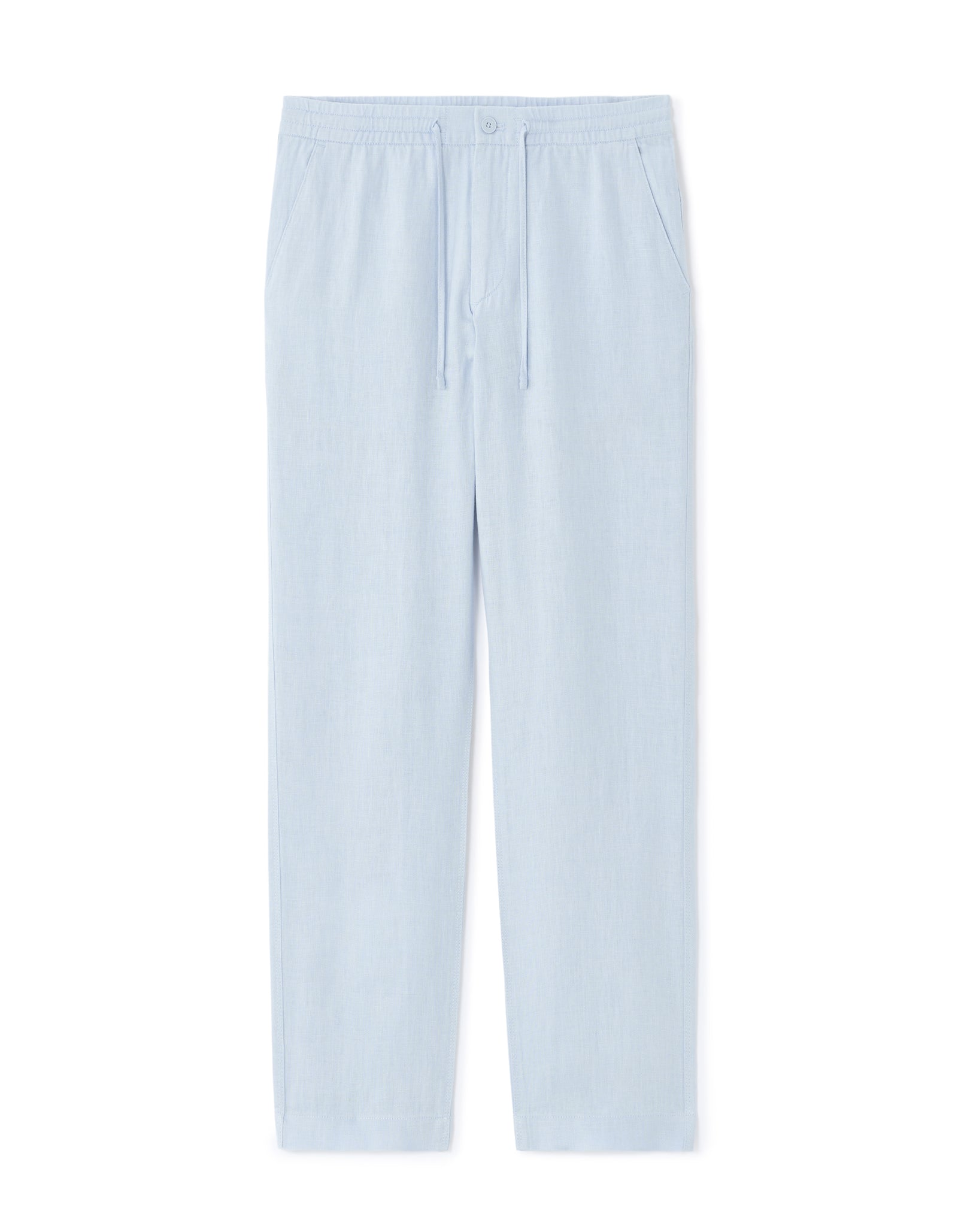Celio Solid Relaxed Fit Linen Blue Trousers