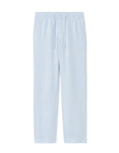 Celio Solid Relaxed Fit Linen Blue Trousers