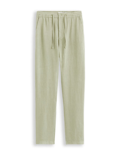 Relaxed Fit 100% Linen Solid Casual Trouser - Green