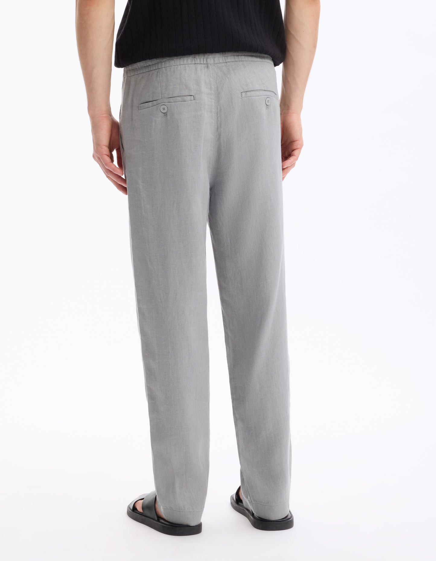 Celio* Linen Straight Fit Grey Casual Trouser