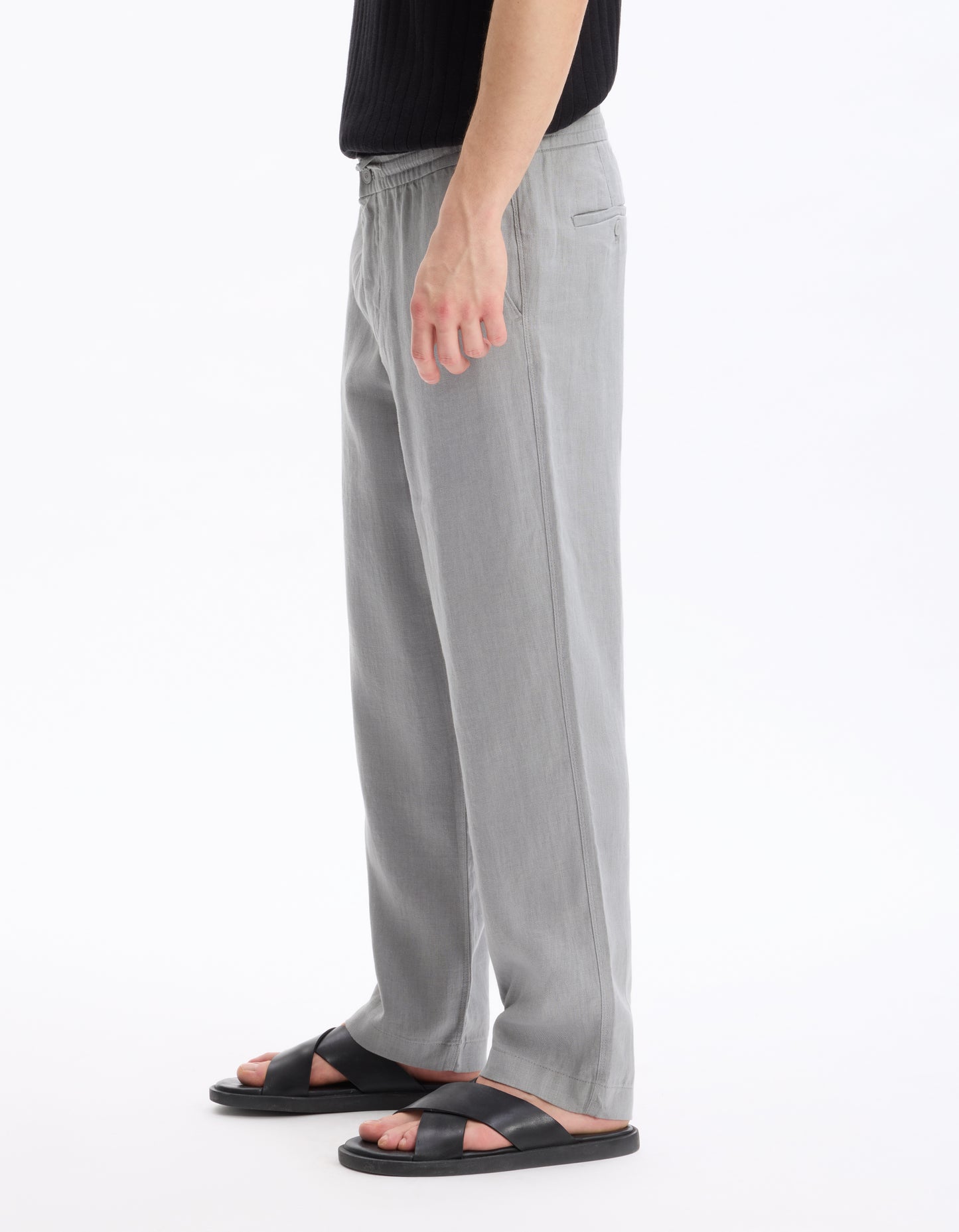 Celio* Linen Straight Fit Grey Casual Trouser