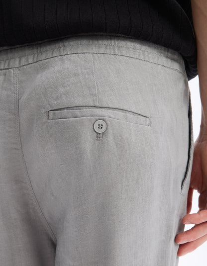 Celio* Linen Straight Fit Grey Casual Trouser