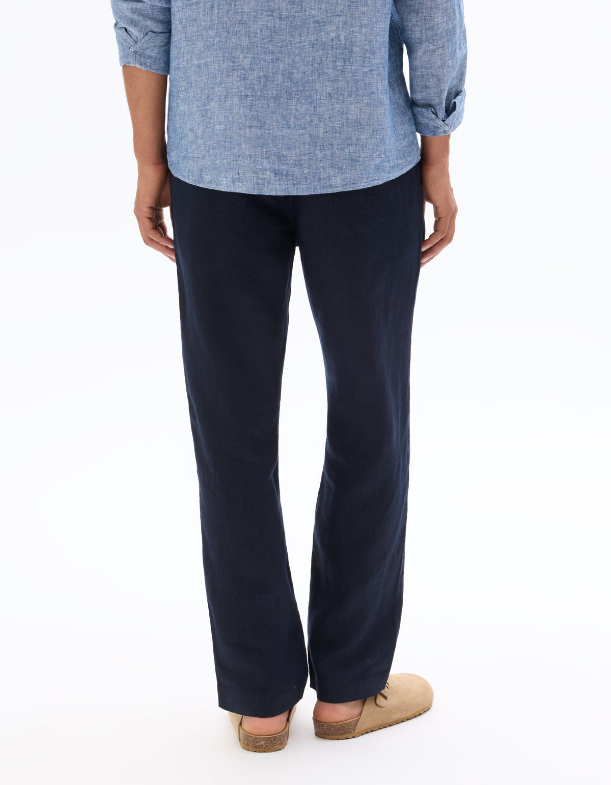 Relaxed Fit 100% 100% Linen Solid Casual Trousers