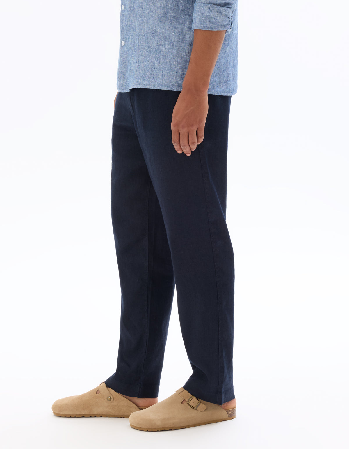 Relaxed Fit 100% 100% Linen Solid Casual Trousers