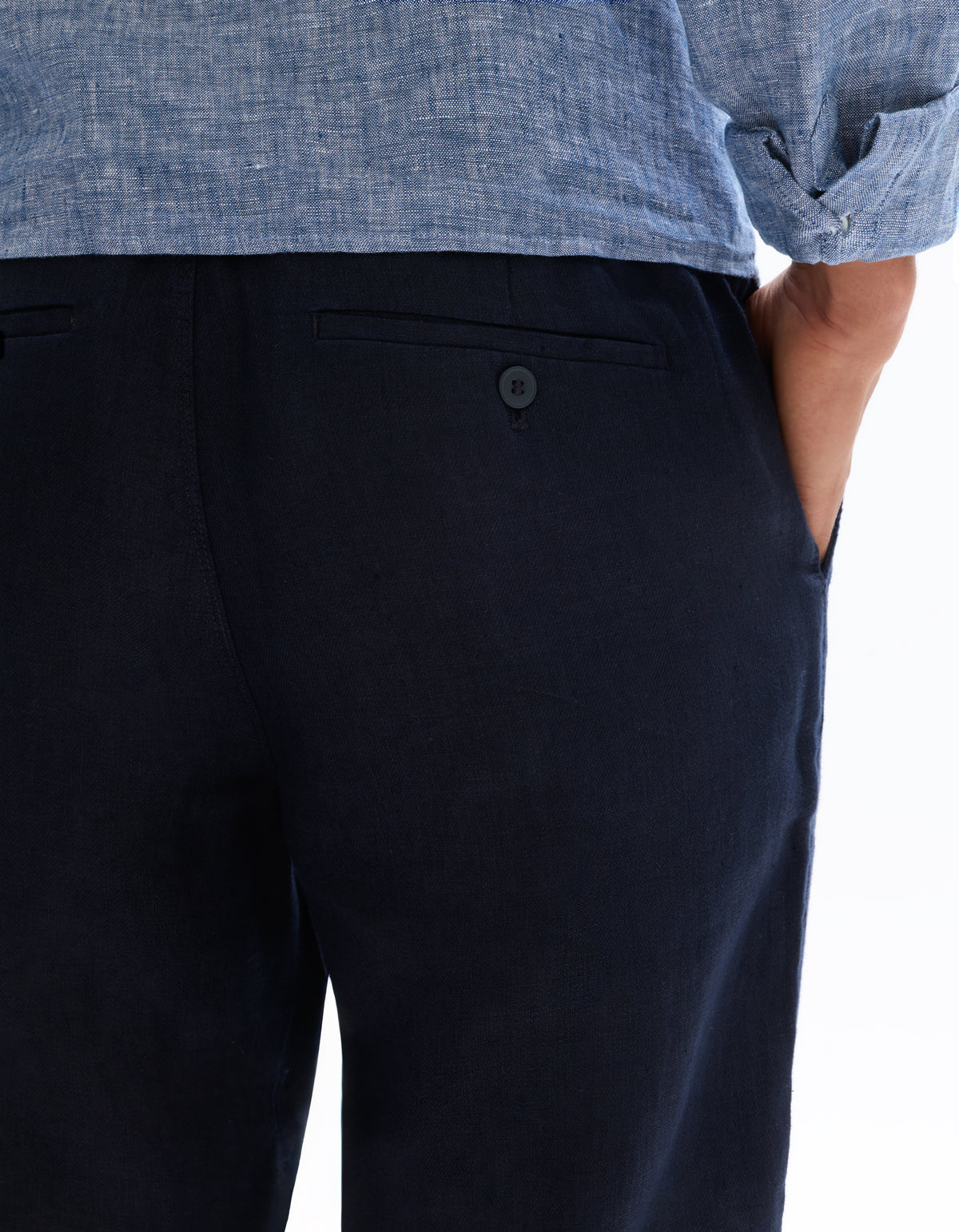 Relaxed Fit 100% 100% Linen Solid Casual Trousers