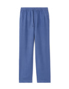 Straight Fit 100% Linen Trousers - Navy Blue