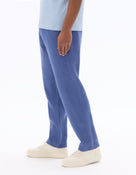 Straight Fit 100% Linen Trousers - Navy Blue