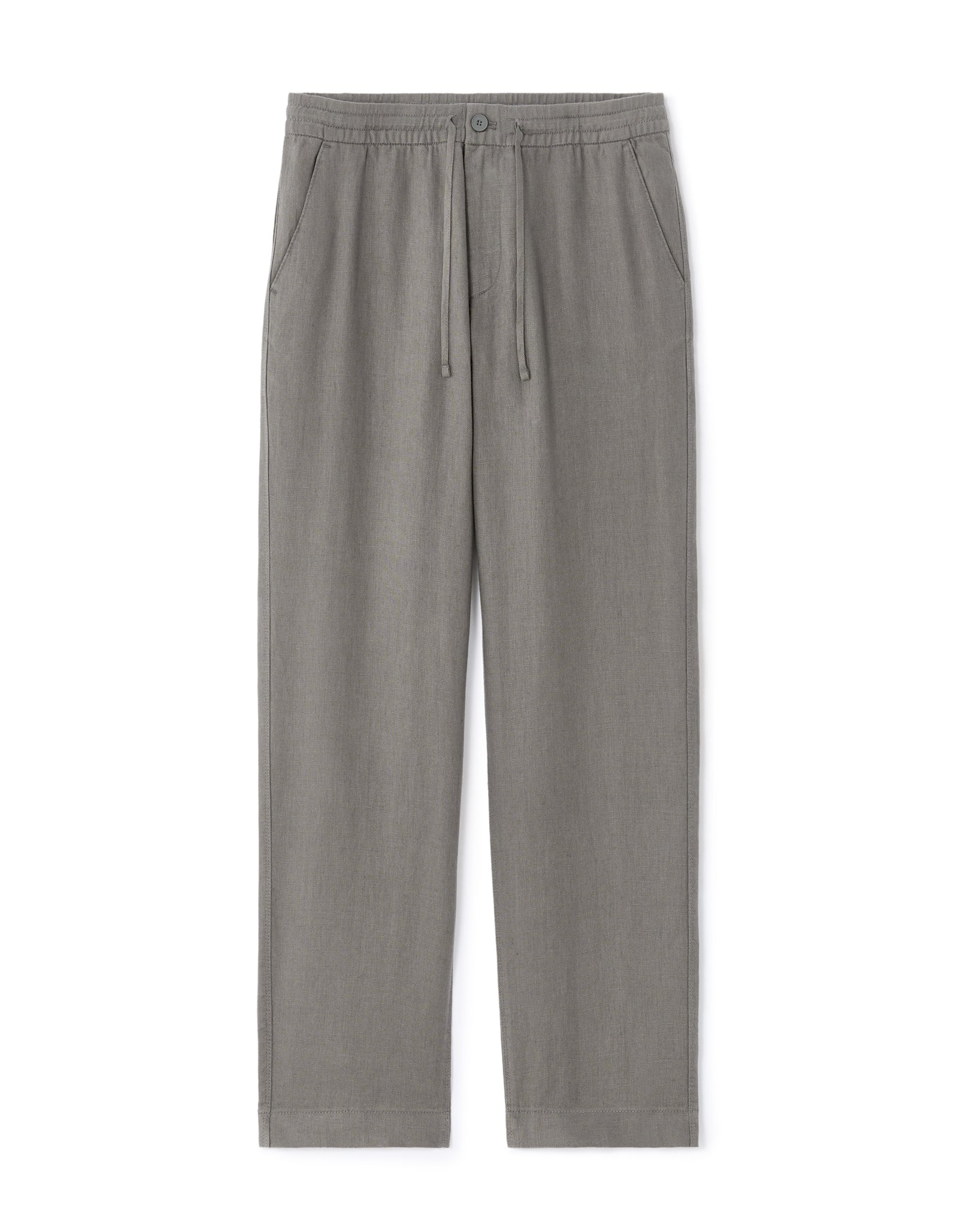 Celio Solid Relaxed Fit Linen Grey Trousers