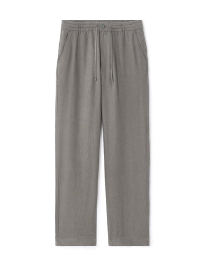 Celio Solid Relaxed Fit Linen Grey Trousers