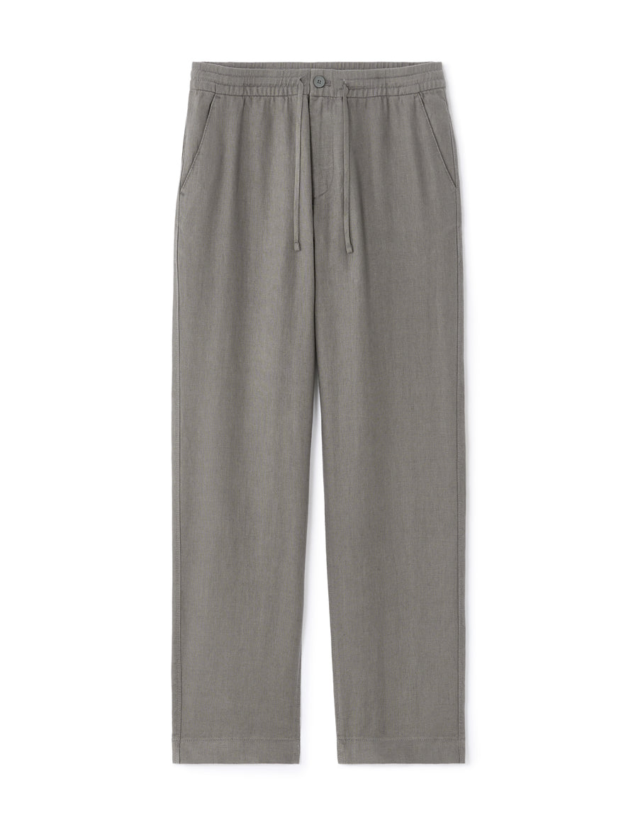 Celio Solid Relaxed Fit Linen Grey Trousers