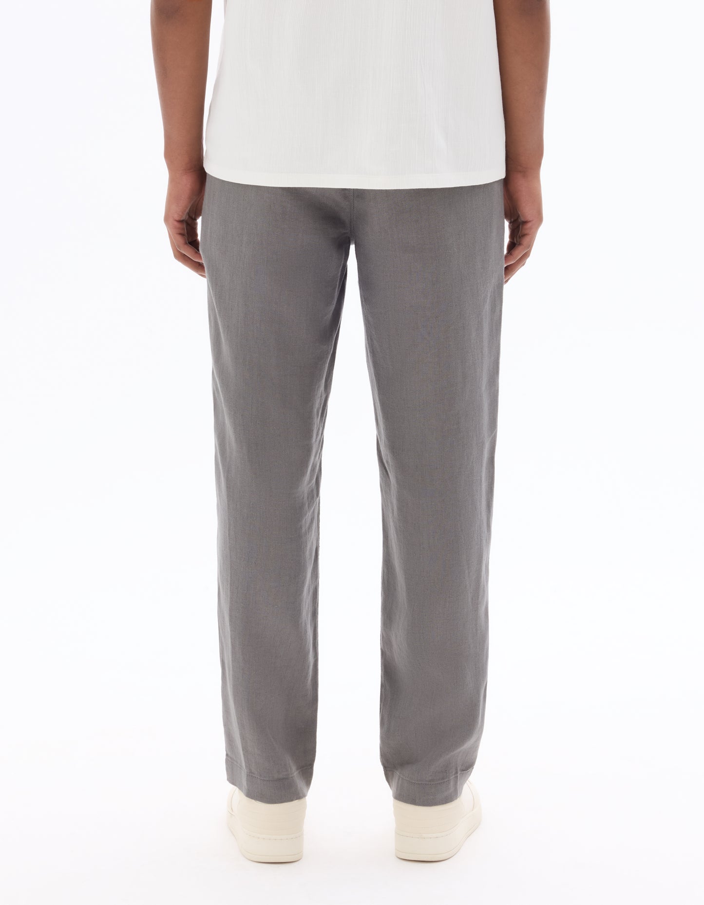 Celio Solid Relaxed Fit Linen Grey Trousers