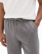 Celio Solid Relaxed Fit Linen Grey Trousers