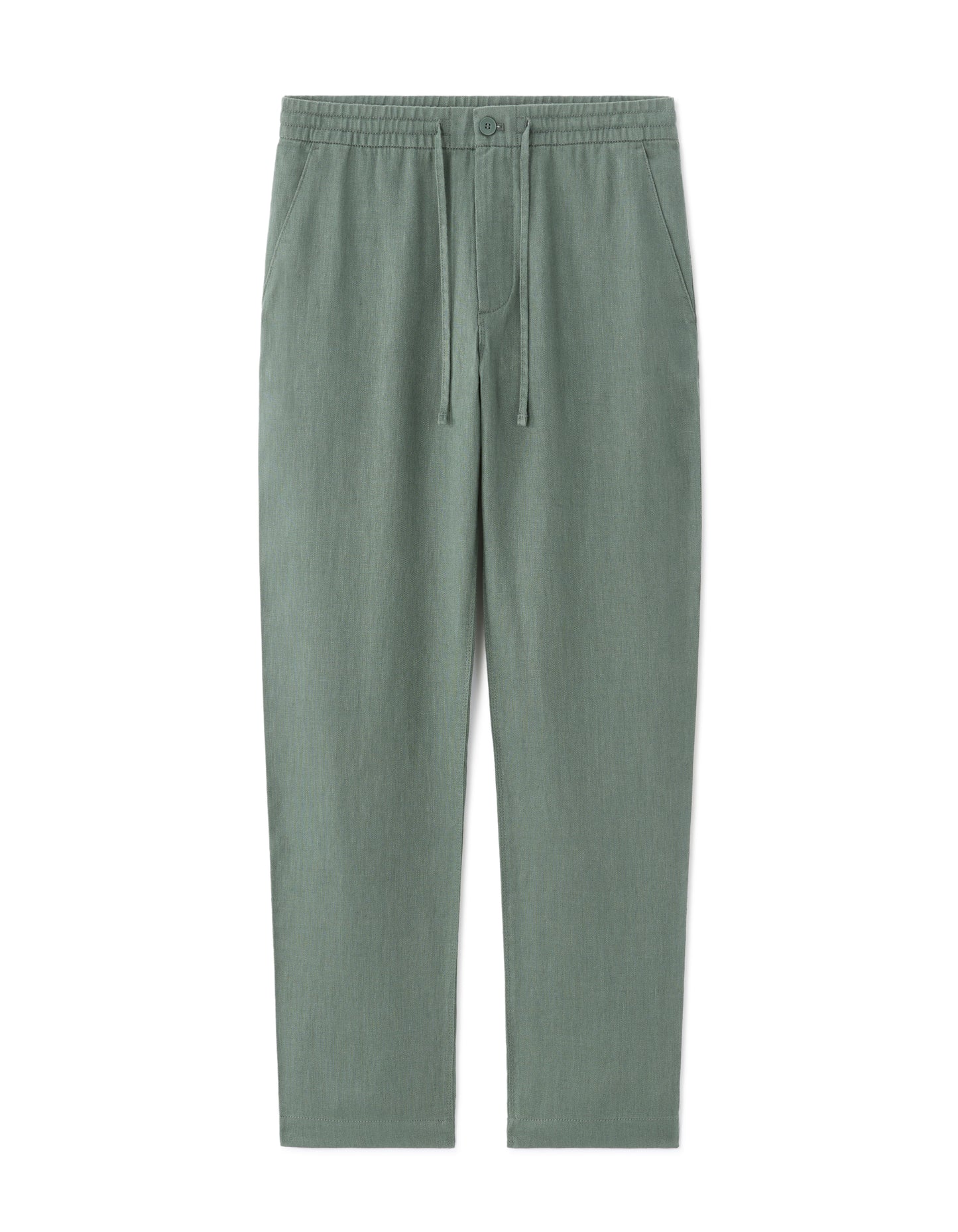Celio Solid Relaxed Fit Linen Green Trousers