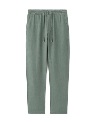 Celio* Straight Fit Trousers 100% Linen-Medium Green