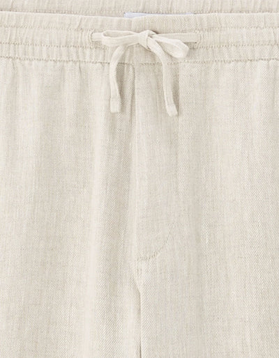 Straight Fit 100% Linen Solid Trousers - White