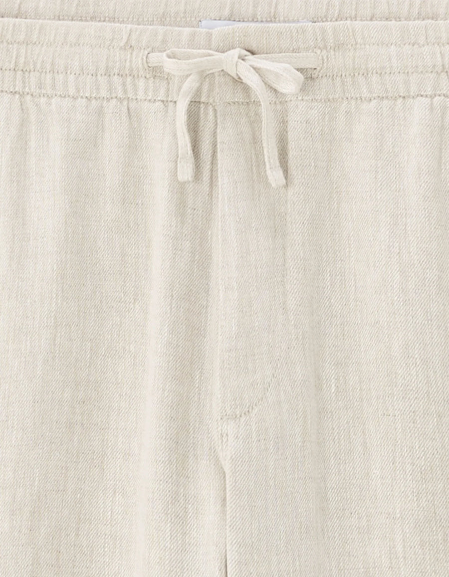 Straight Fit 100% Linen Solid Trousers - White