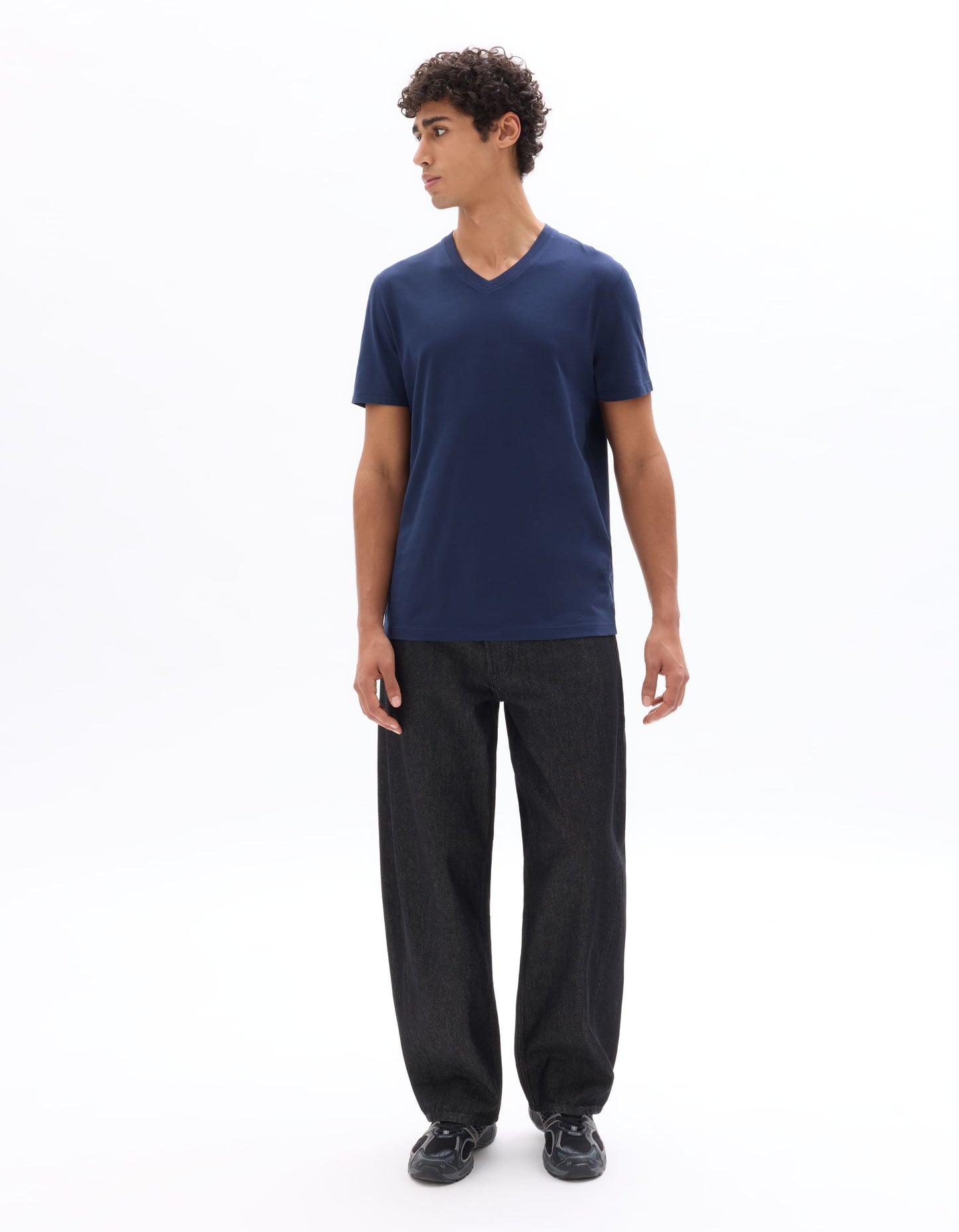 Celio Solid Straight Fit Cotton Navy Tshirts