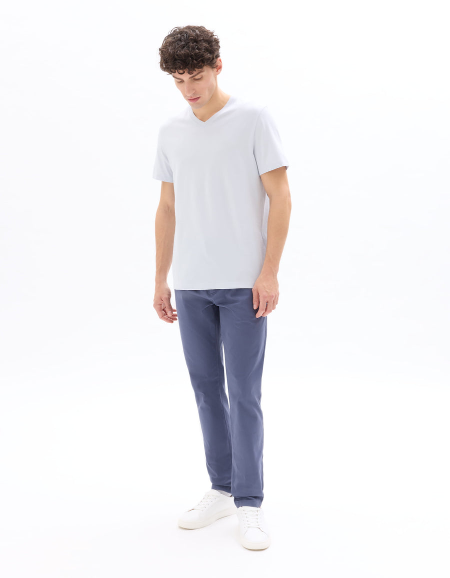 Celio Solid Straight Fit Cotton Blue Tshirts