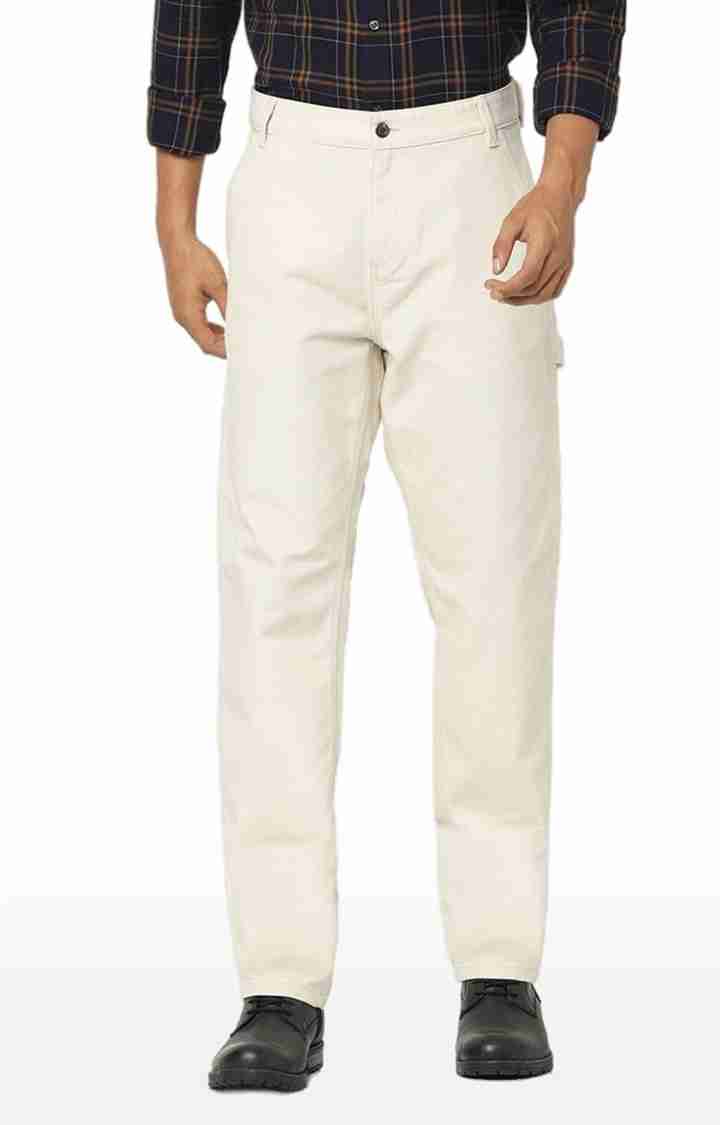 Cream Regular Fit Trousers