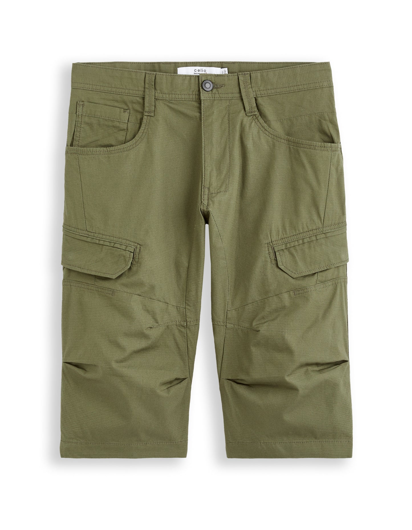 Celio* Cotton Regular Fit Khaki Shorts