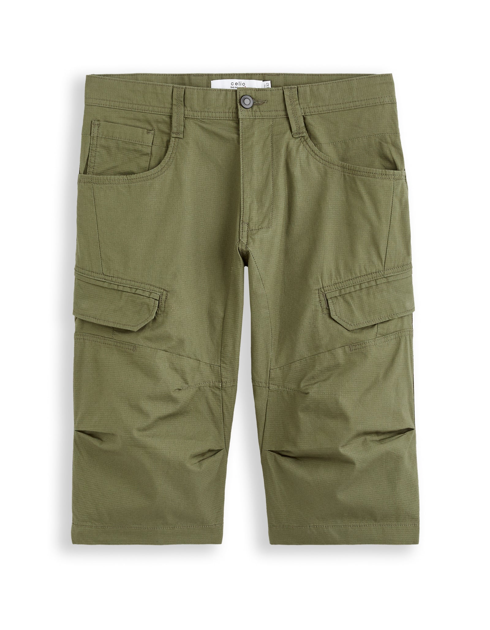 Celio* Cotton Regular Fit Khaki Shorts