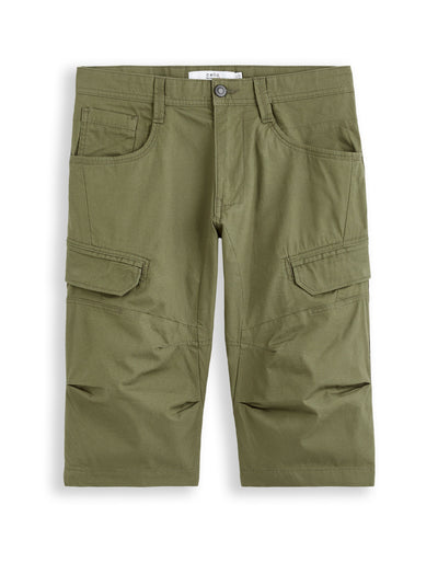 Celio* Regular Fit-100% Cotton Cargo Bermuda-Olive/Khaki
